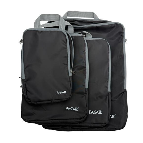 BAGAIL 4 Set Compression Bags Packing Cubes Black Travel Accessory Expandable - Picture 1 of 9